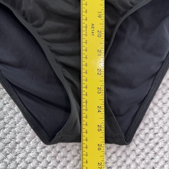 Lands End Swimsuit Womens 8 Black Once Piece Plunge V-Neck Halter Tie Sexy - Picture 12 of 12